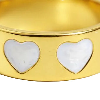 White Enamel & Gold Linked Heart Band