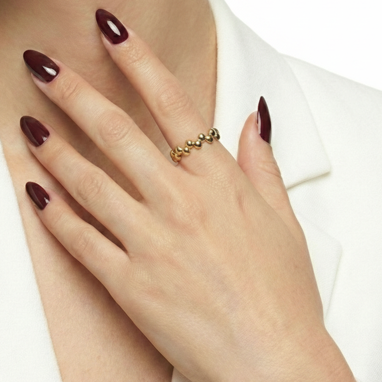 Gold Beaded Bubble Ring