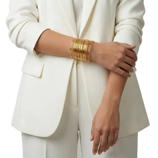 Chunky Gold Layered Wire Cuff Bangel