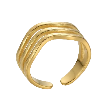 Wavy lines Layered Ring