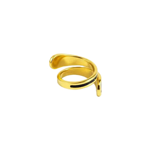 Black Enamel & Gold Wrap Ring