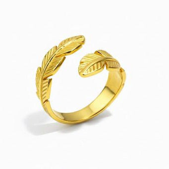 Gold Double Leaf Ring