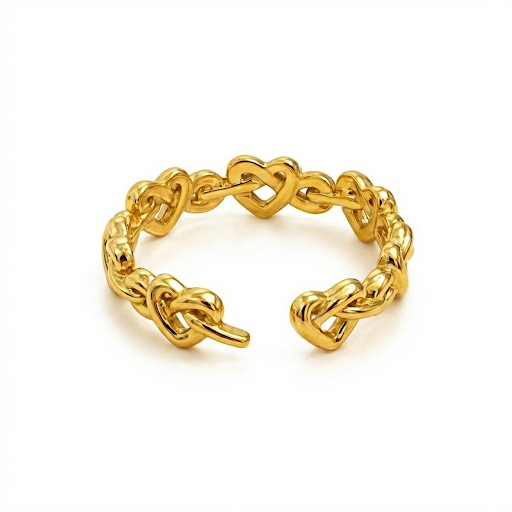 Gold Heart Link Chain Ring