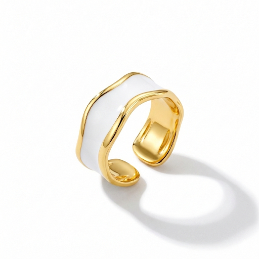 White Enamel Wave Ring
