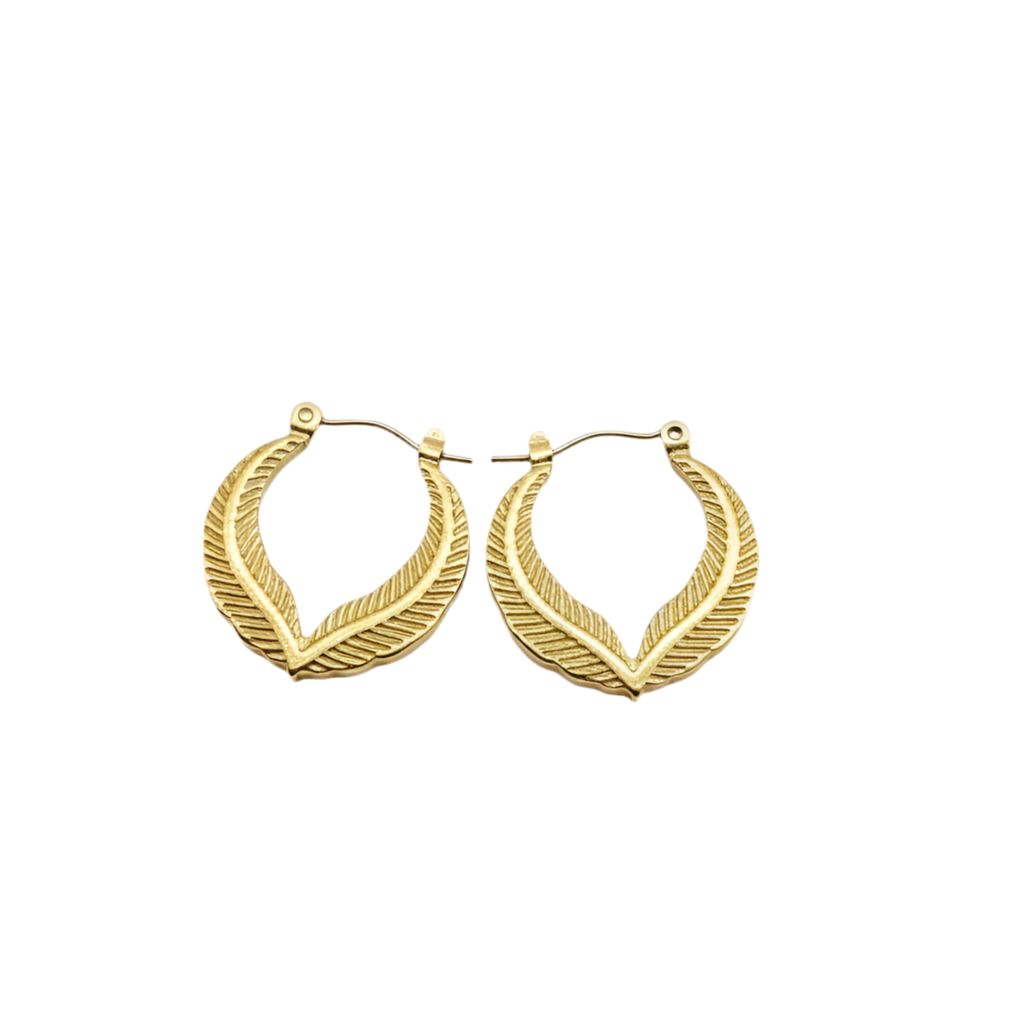 Feather Creoles Hoop Earrings