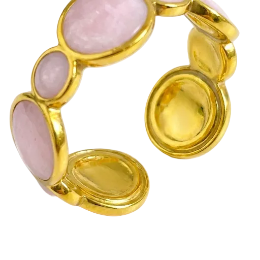 Pink Enamel & Gold Circular Linked Ring