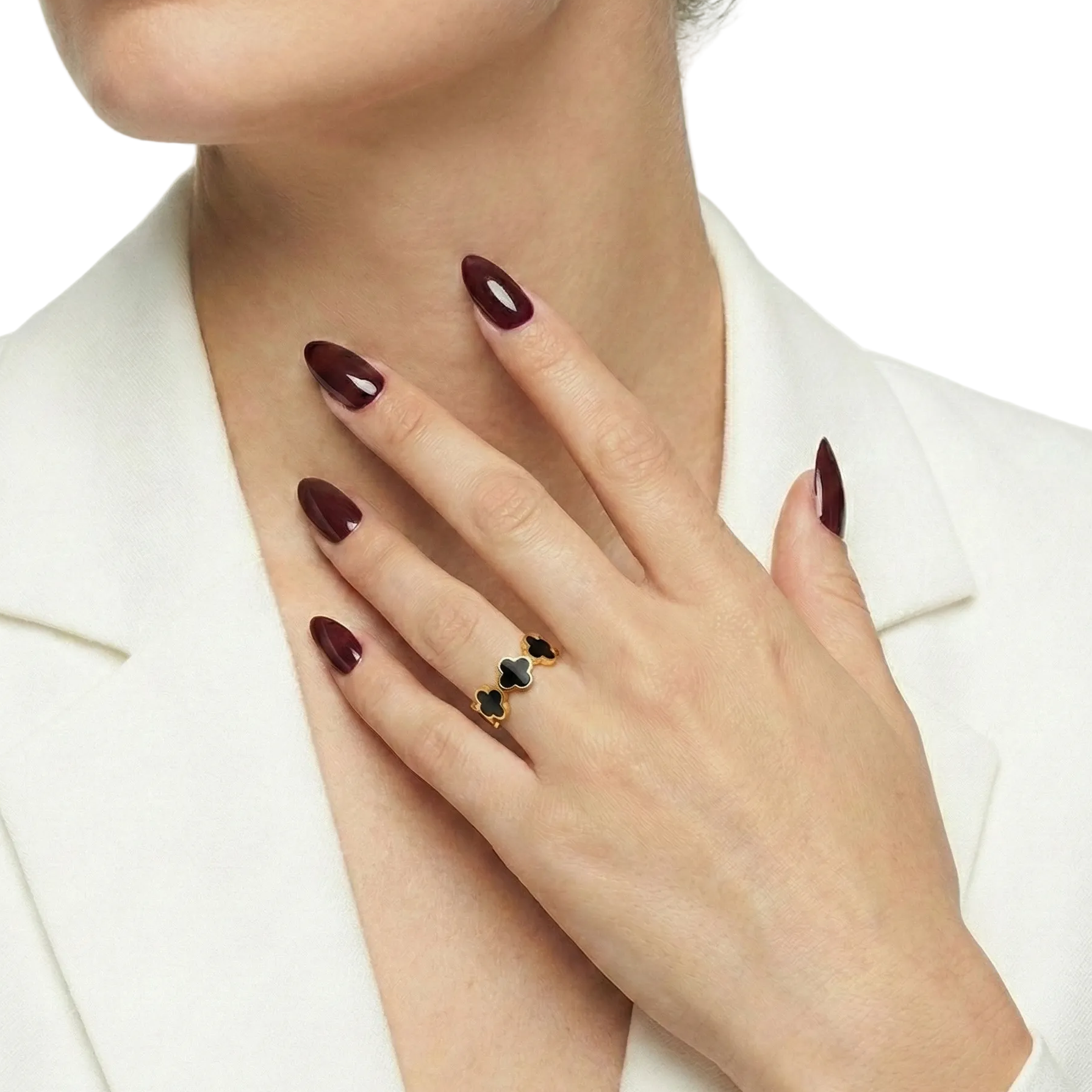 Van Cleef Inspired Black Clover Ring