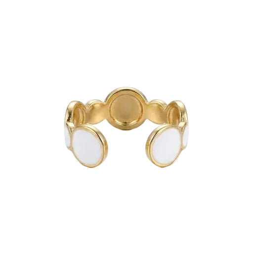 Multiple Circular White Enamel Ring