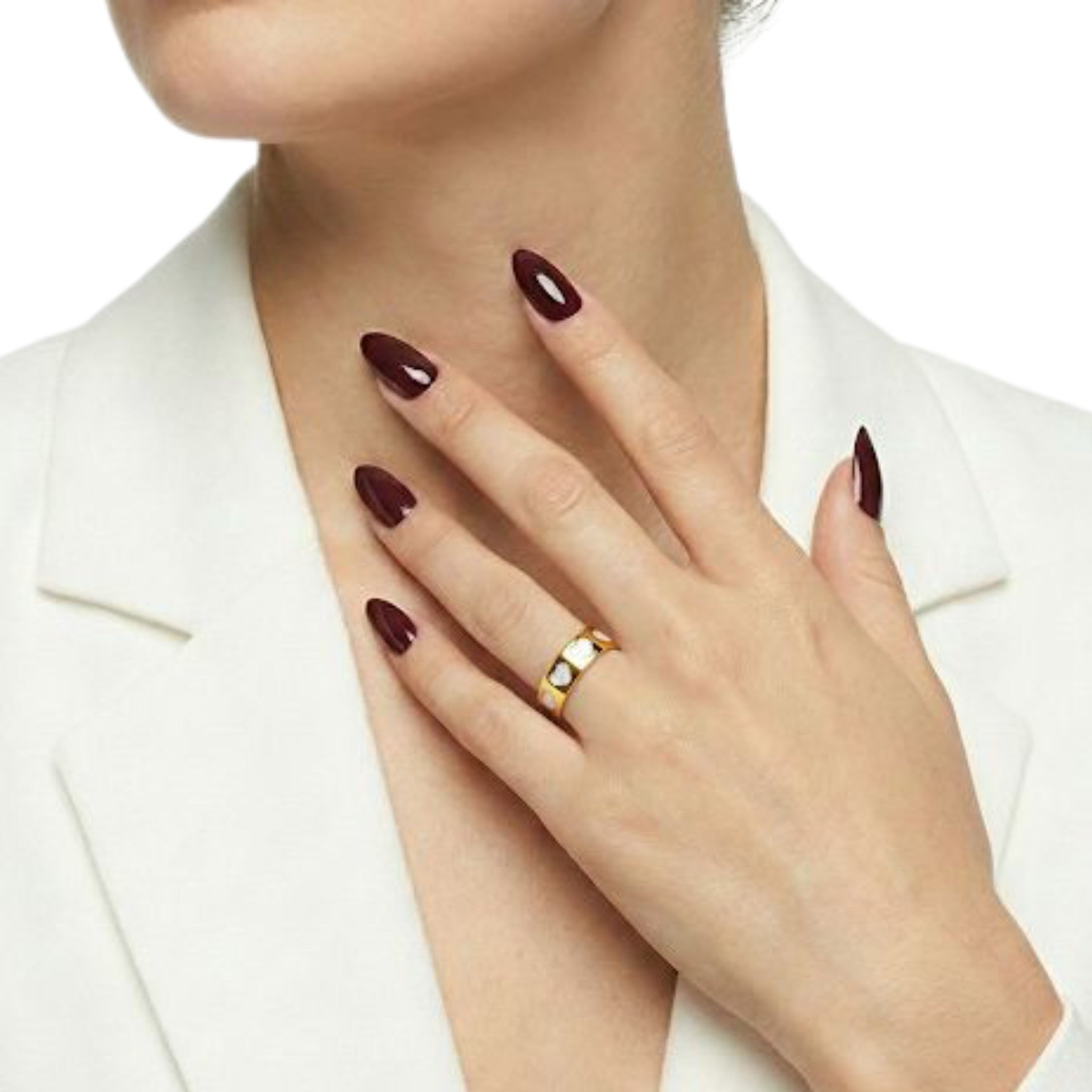 White Enamel & Gold Linked Heart Band