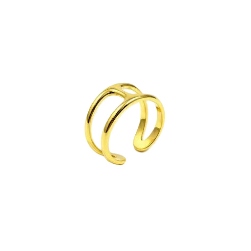 H-Shaped Double Band Gold Ring