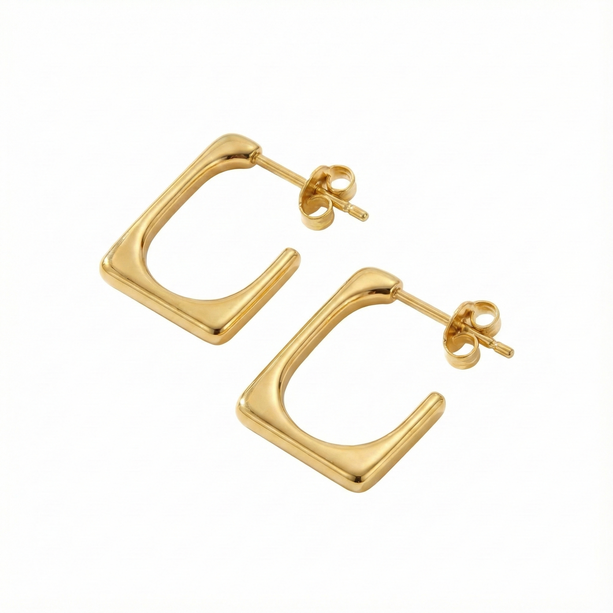 Sleek Geometric Gold Rectangular Hoop Earrings