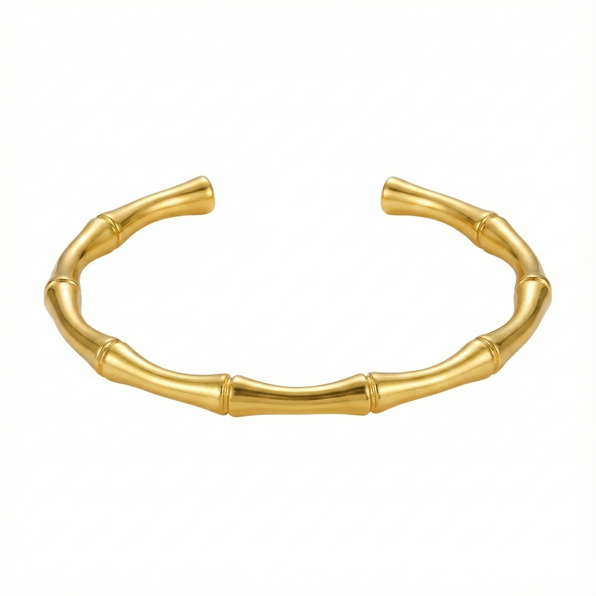 Minimal Bamboo Inspired Gold Bangle