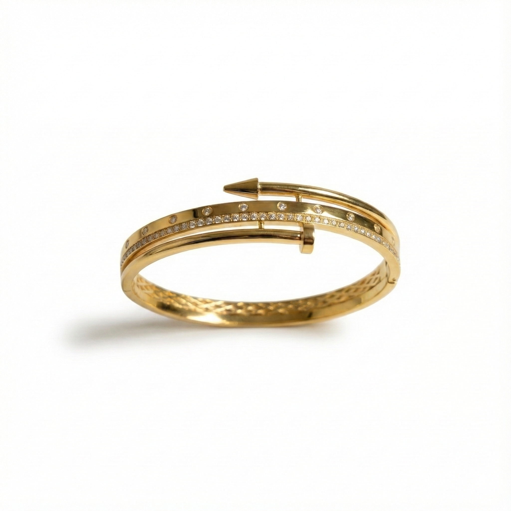 Luxury Gold Zircon Studded Nail Bangle