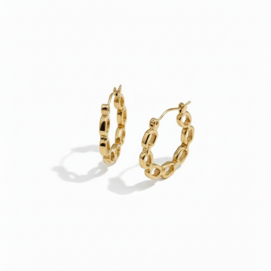 Gold Chain Link Hoop Earrings