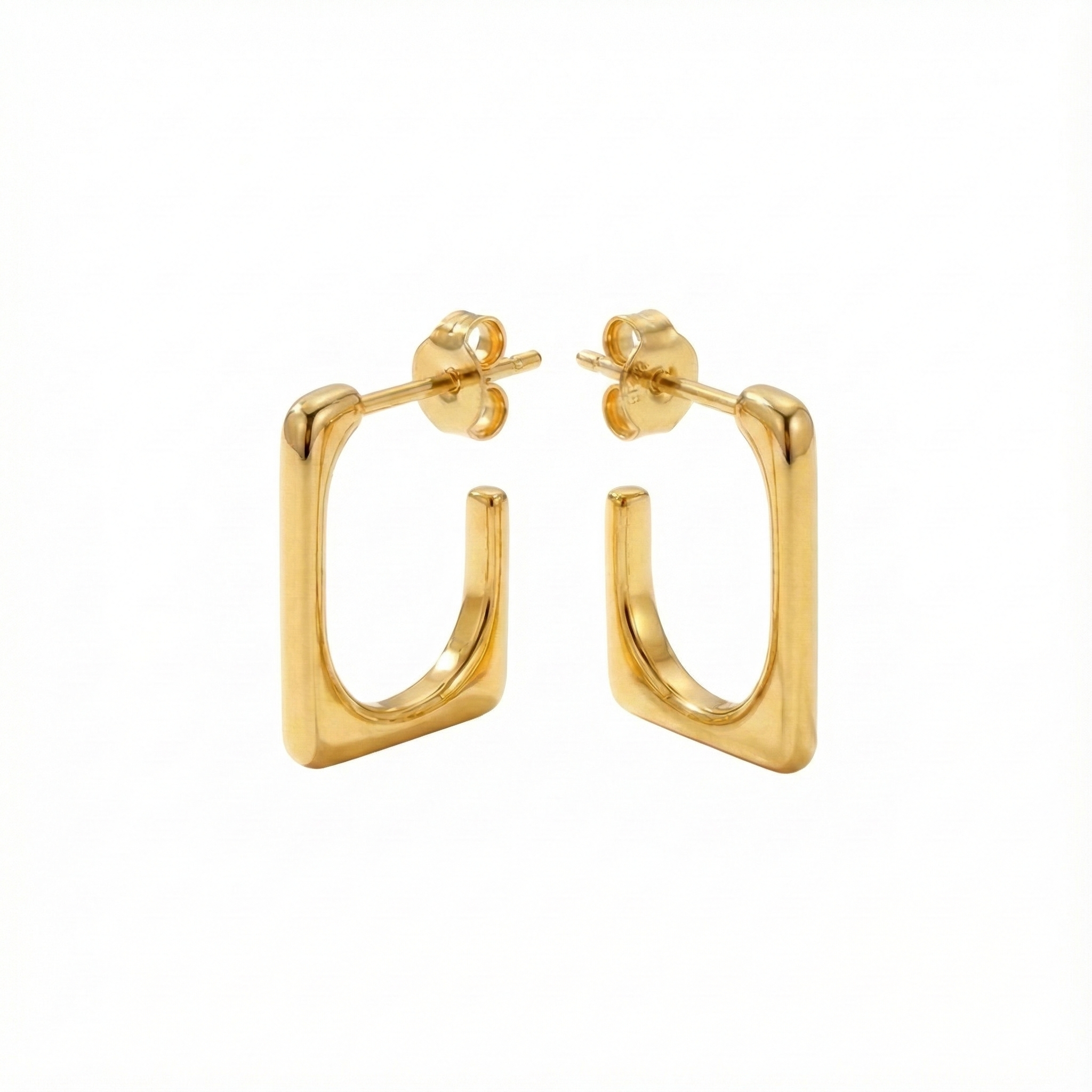 Sleek Geometric Gold Rectangular Hoop Earrings