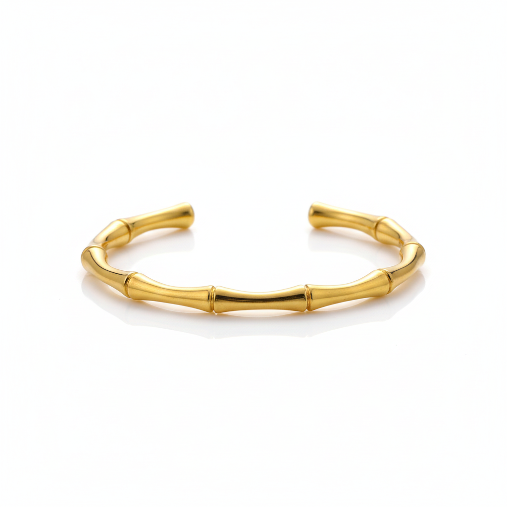 Minimal Bamboo Inspired Gold Bangle