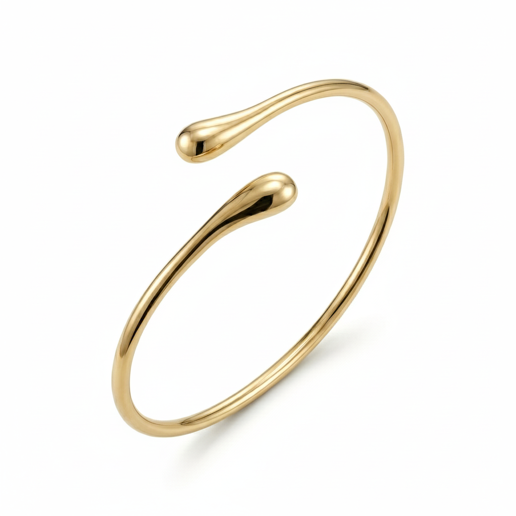 Liquid Drop Cuff Bangle - Gold