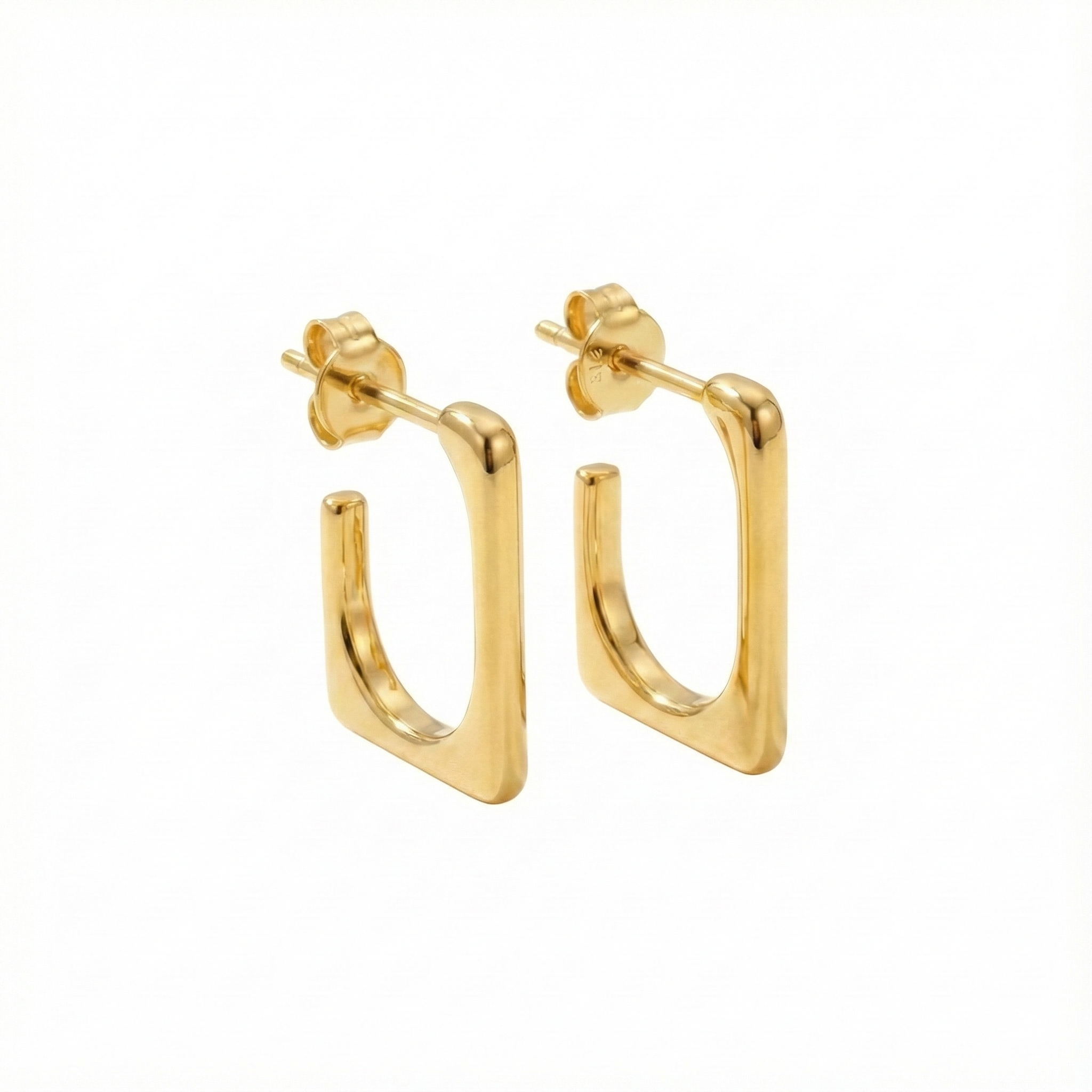 Sleek Geometric Gold Rectangular Hoop Earrings