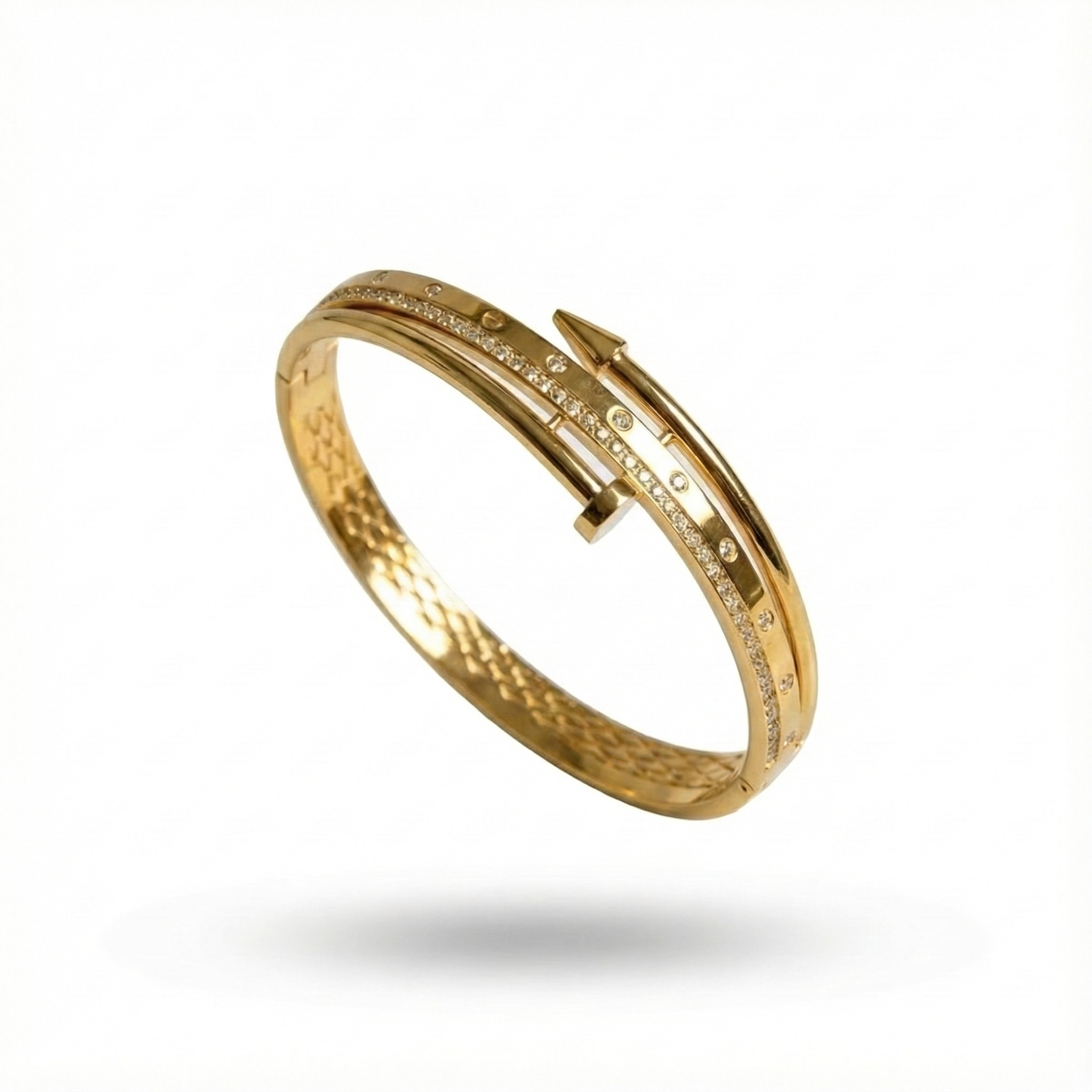 Luxury Gold Zircon Studded Nail Bangle