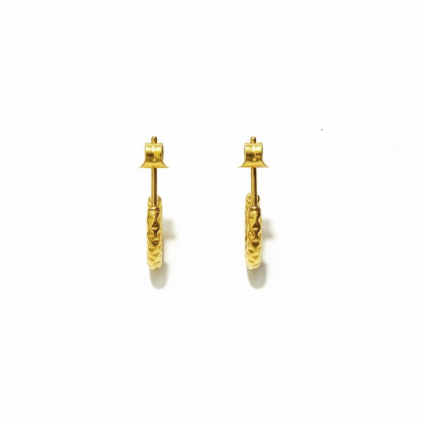 Textured Gold Mini Hoop Stud Earrings