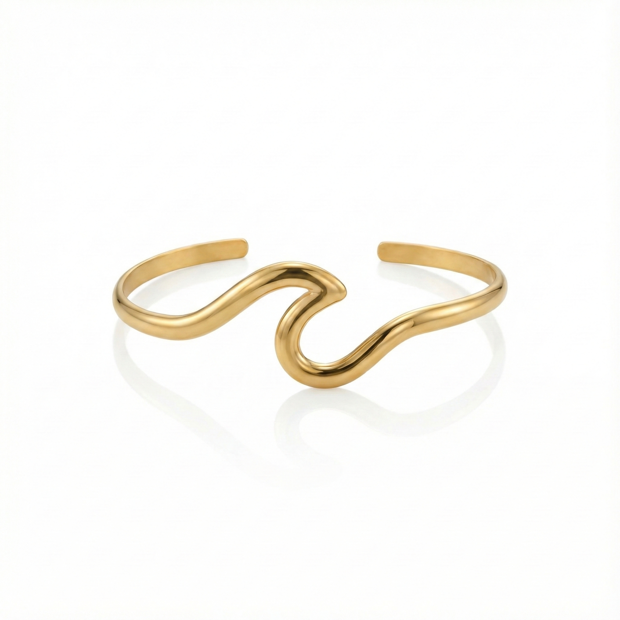 Narrow Minimal Wave Bangle In Gold