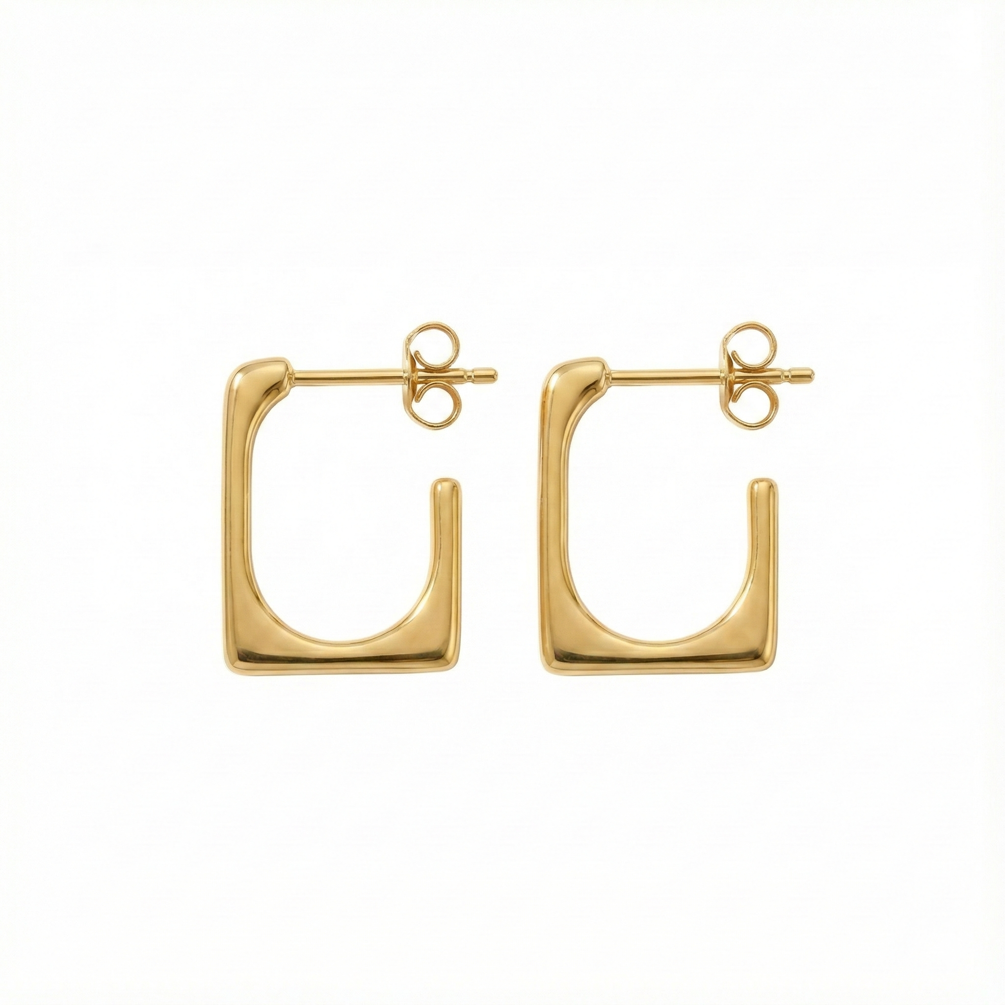 Sleek Geometric Gold Rectangular Hoop Earrings