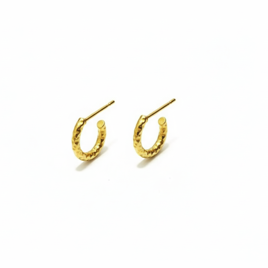 Textured Gold Mini Hoop Stud Earrings