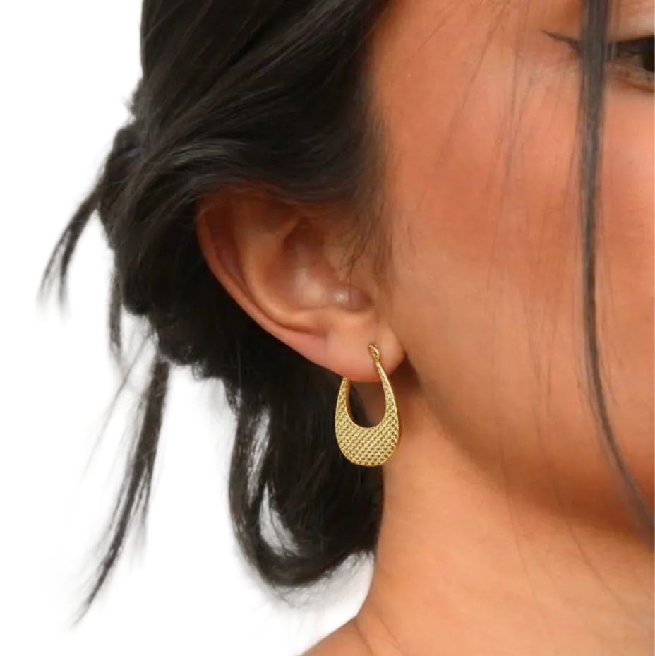 Textured Teardrop Hoop Earrings