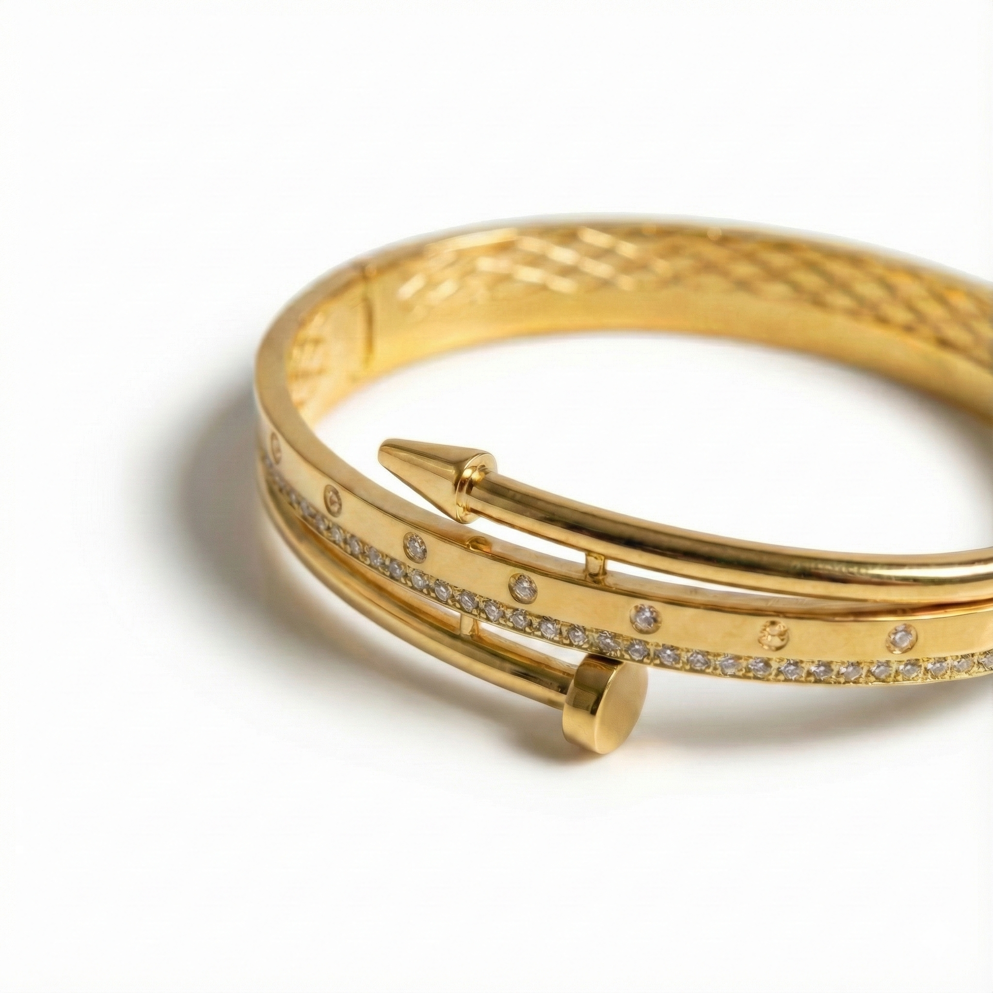 Luxury Gold Zircon Studded Nail Bangle