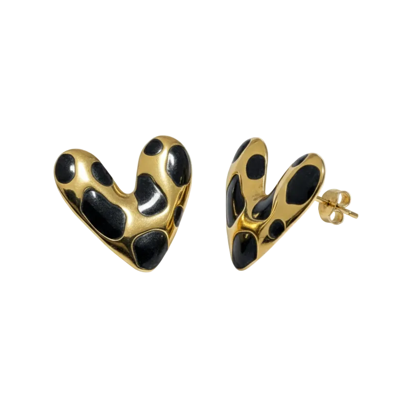 Leopard Print Heart Stud Earrings