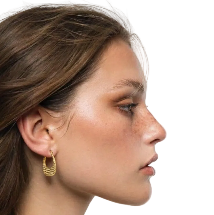 Textured Teardrop Hoop Earrings