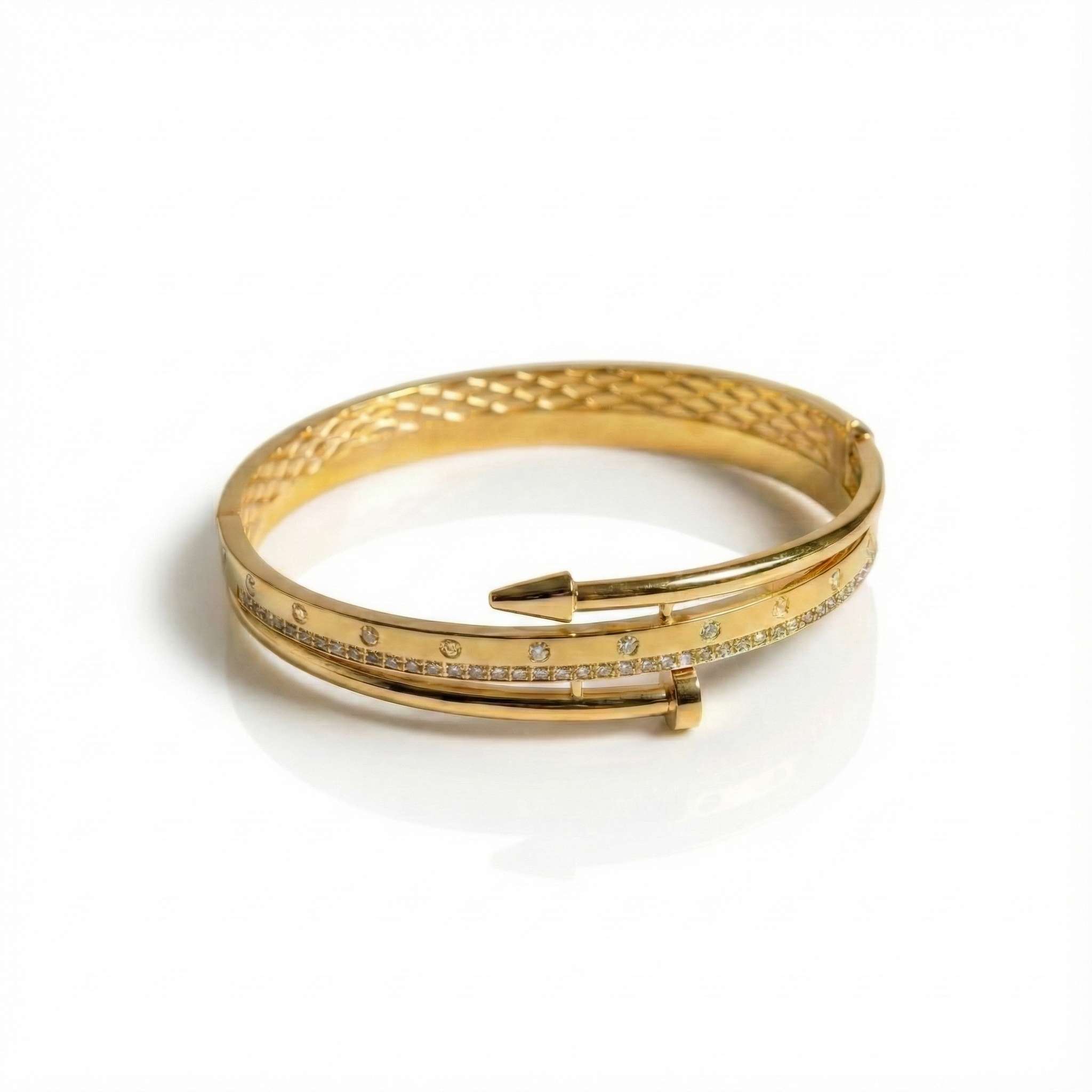 Luxury Gold Zircon Studded Nail Bangle