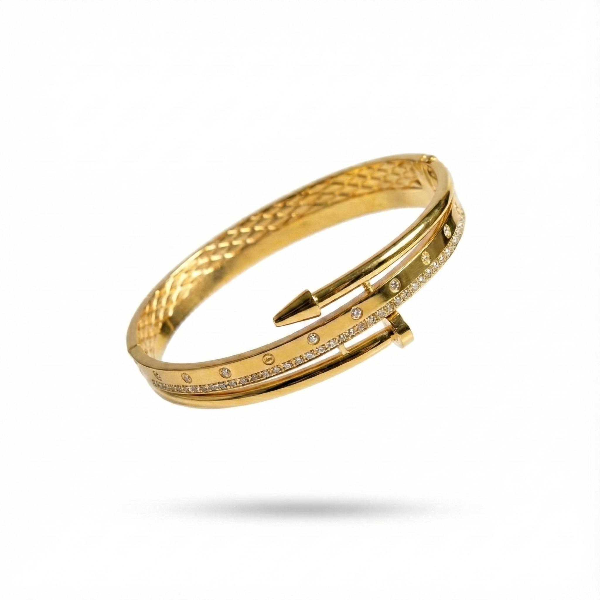 Luxury Gold Zircon Studded Nail Bangle