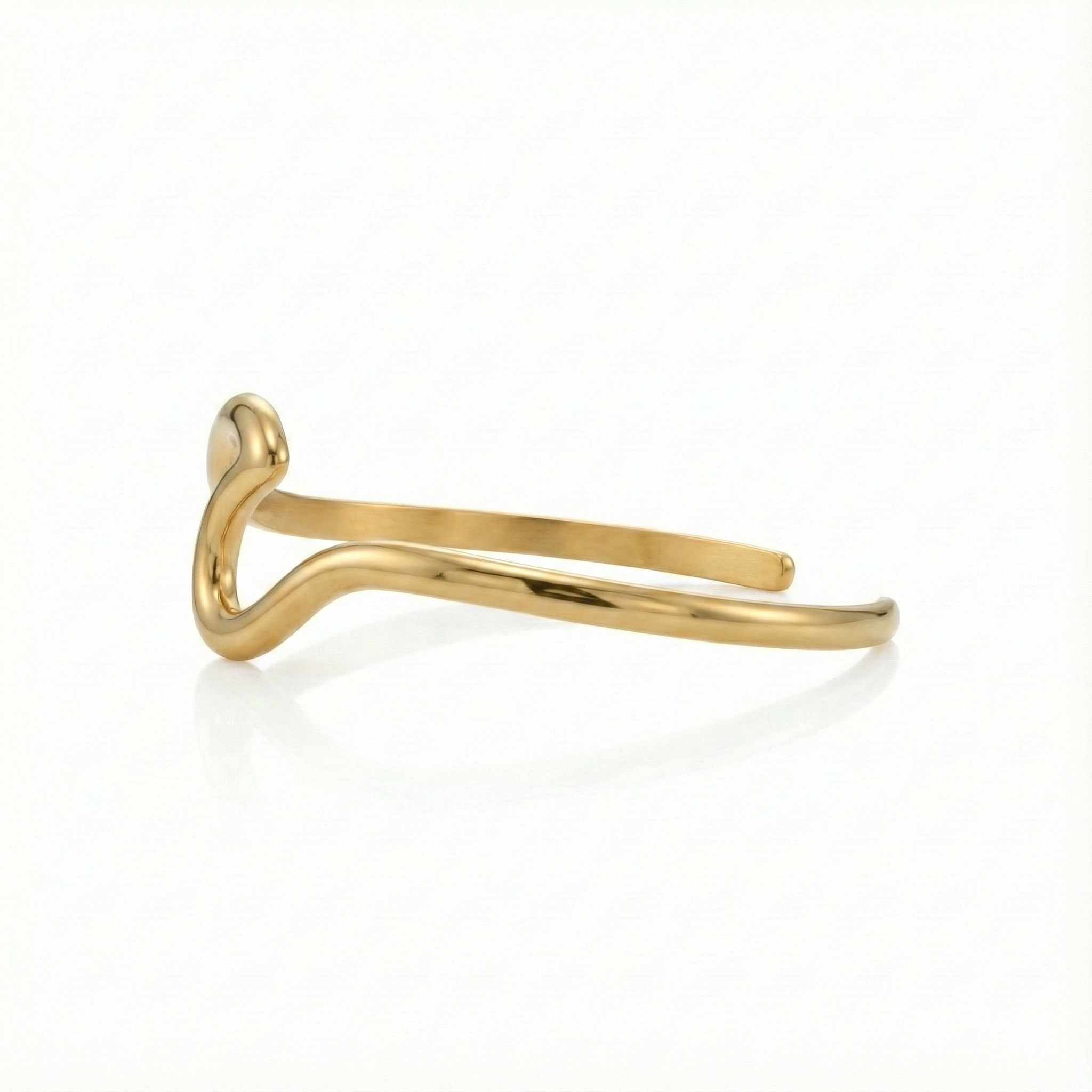 Narrow Minimal Wave Bangle In Gold