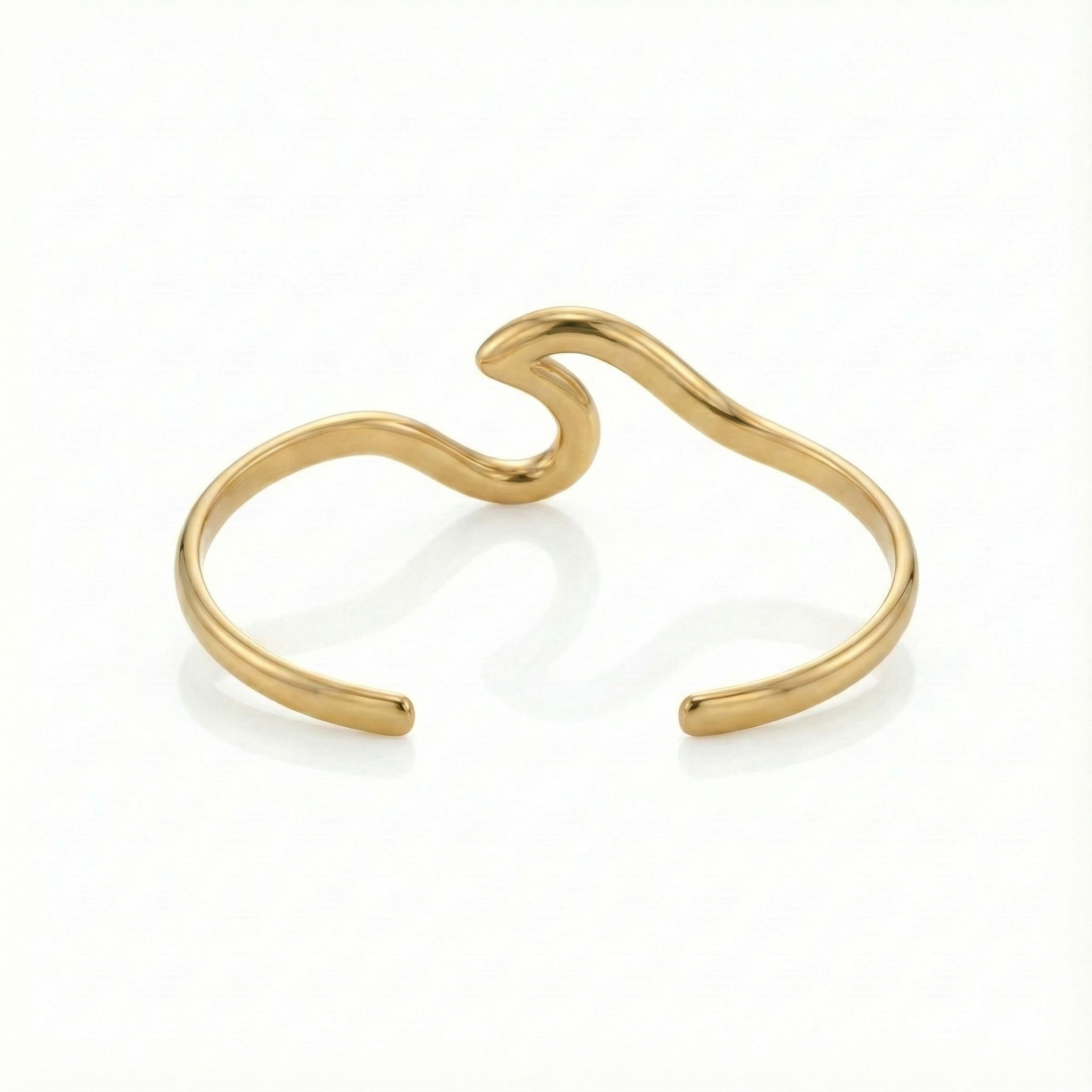 Narrow Minimal Wave Bangle In Gold