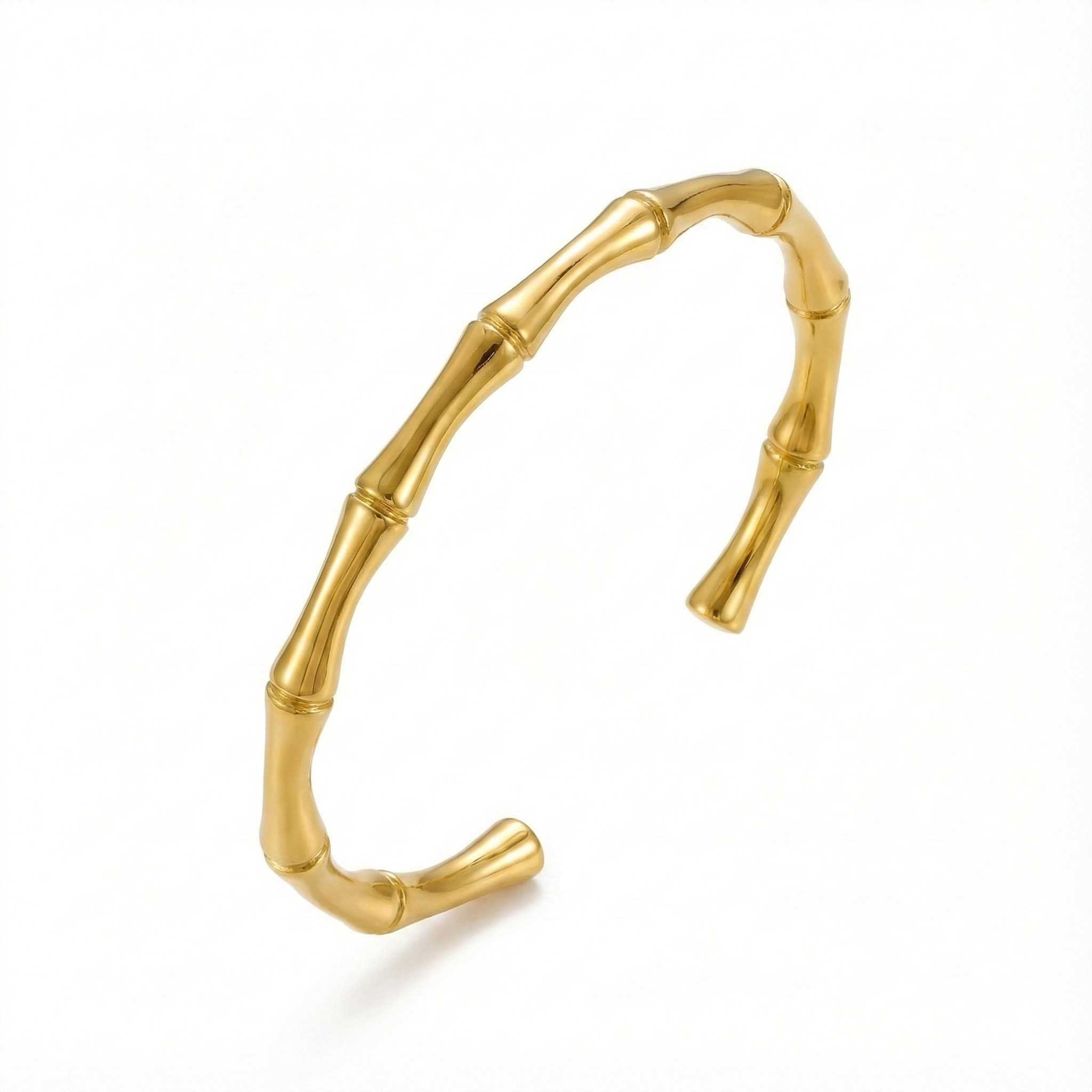 Minimal Bamboo Inspired Gold Bangle