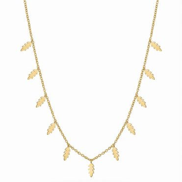 Gold Tree Necklace with Leaves