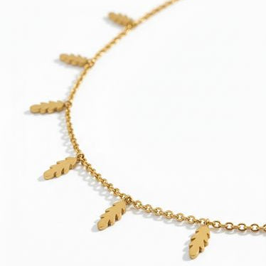 Gold Tree Necklace with Leaves