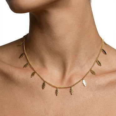 Gold Tree Necklace with Leaves