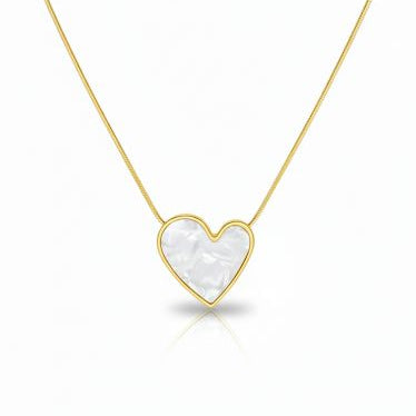 White Enamel &  Gold Heart Chain