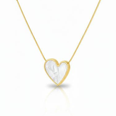 White Enamel &  Gold Heart Chain