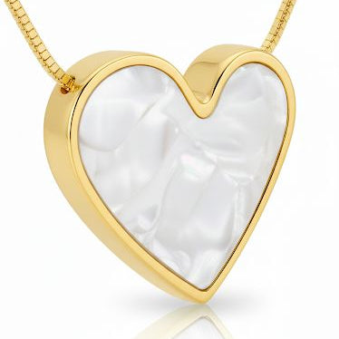 White Enamel &  Gold Heart Chain