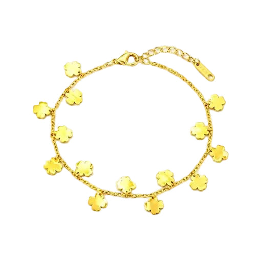 Double Clover Heart Chain Bracelet