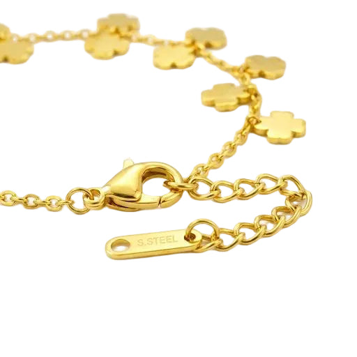 Double Clover Heart Chain Bracelet