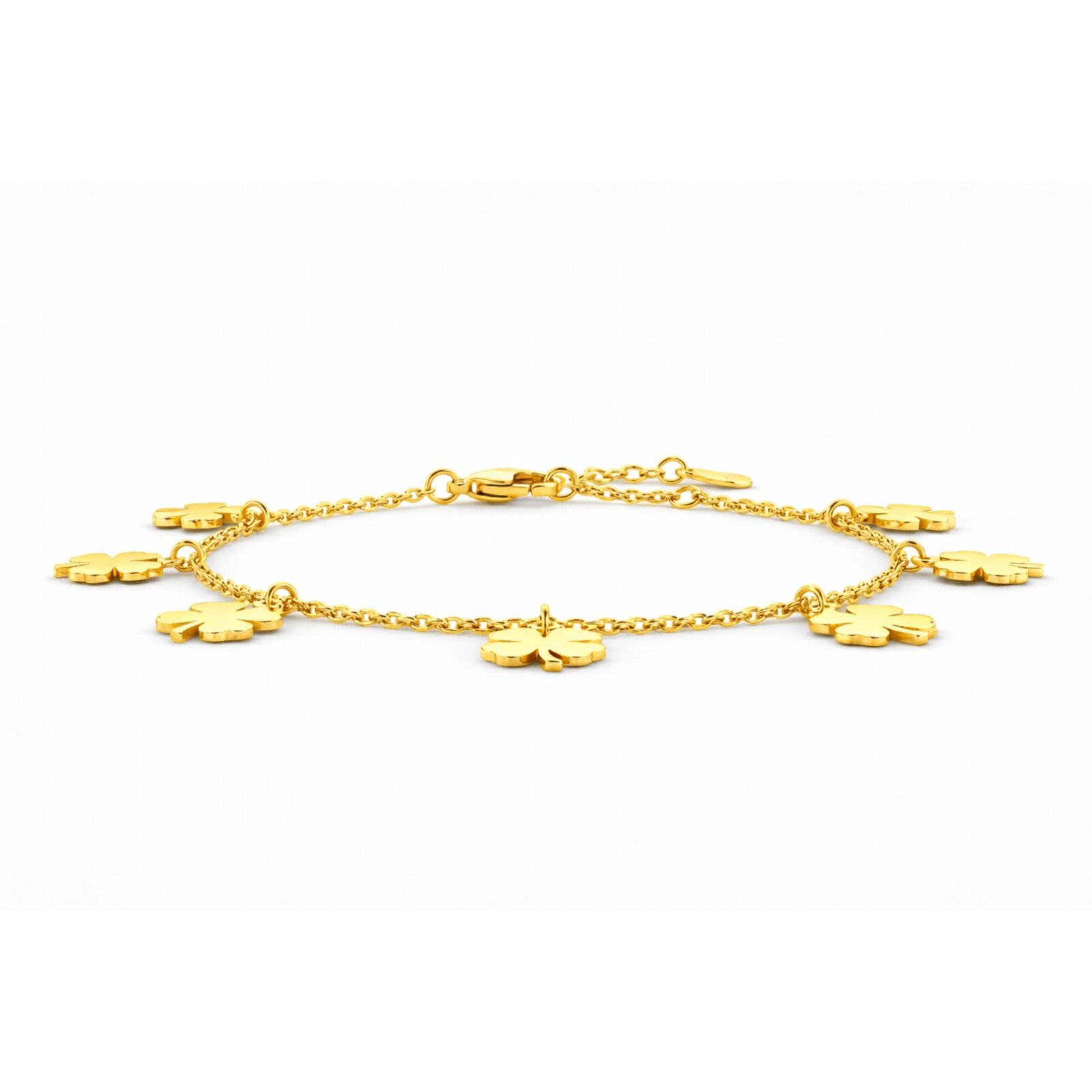 Double Clover Heart Chain Bracelet