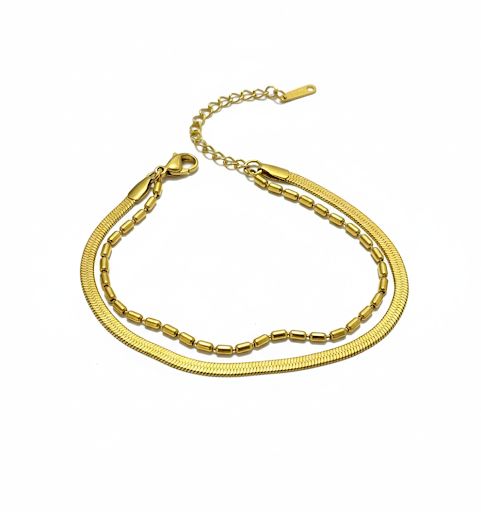 Selene Snake & Bead Chain Bracelet