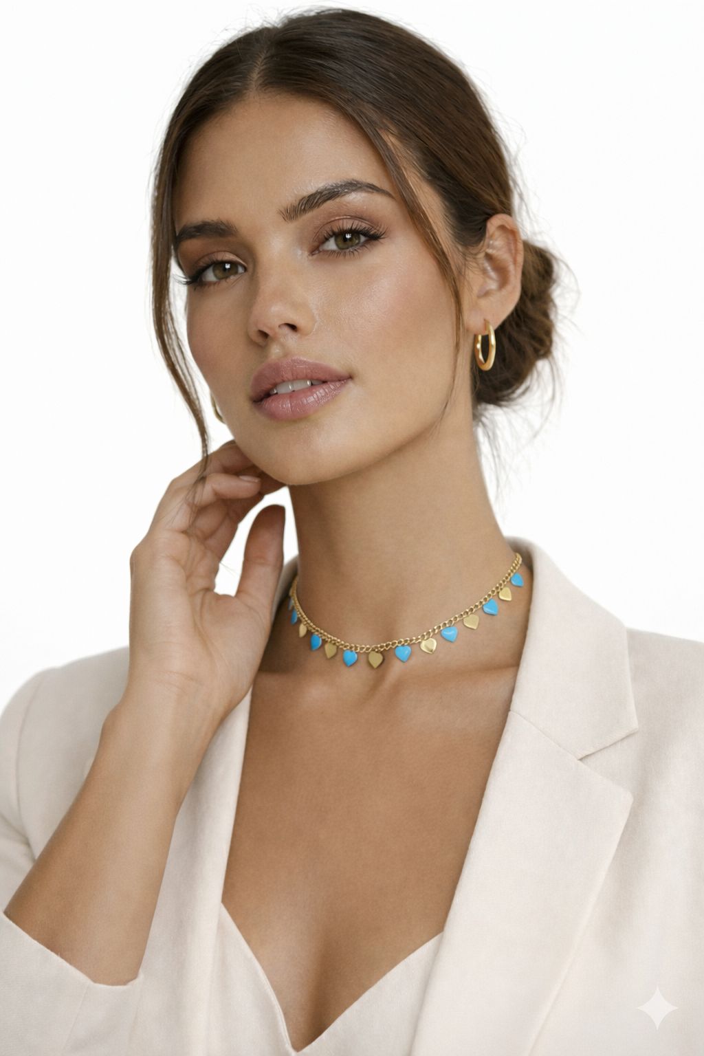 Turquoise and Gold Heart Dangle Necklace