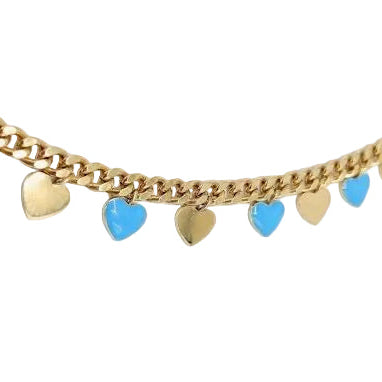Turquoise and Gold Heart Dangle Necklace