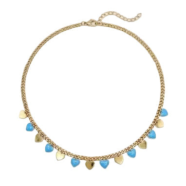 Turquoise and Gold Heart Dangle Necklace