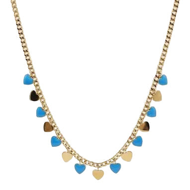 Turquoise and Gold Heart Dangle Necklace